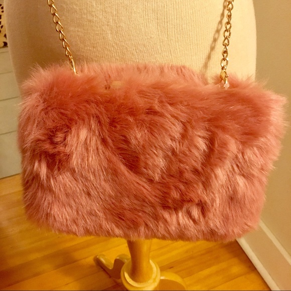 Bags Nwt Pink Faux Fur Crossbody Bag Poshmark